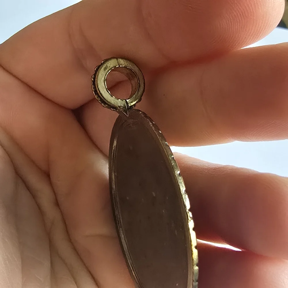 Spiral pendant gold tone domed circle big bold boho